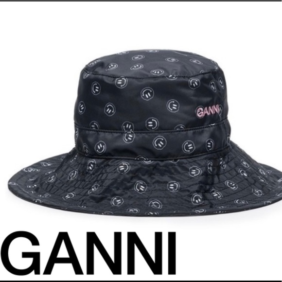 Ganni | Recycled Smiley Face Logo Print Bucket Hat - Picture 4 of 16